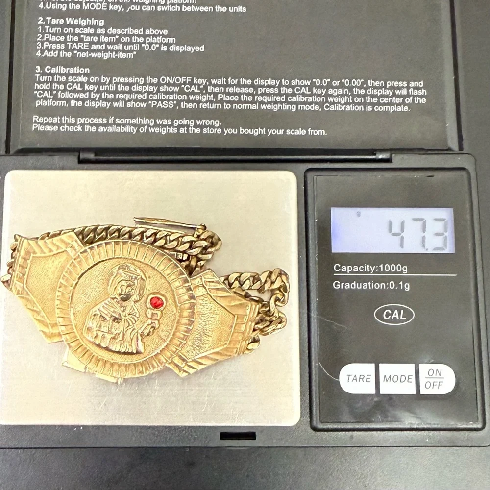 Vintage Saint Barbara Medallion Gold Triple Cuban Link Chain Religious Bracelet - Picture 11 of 16